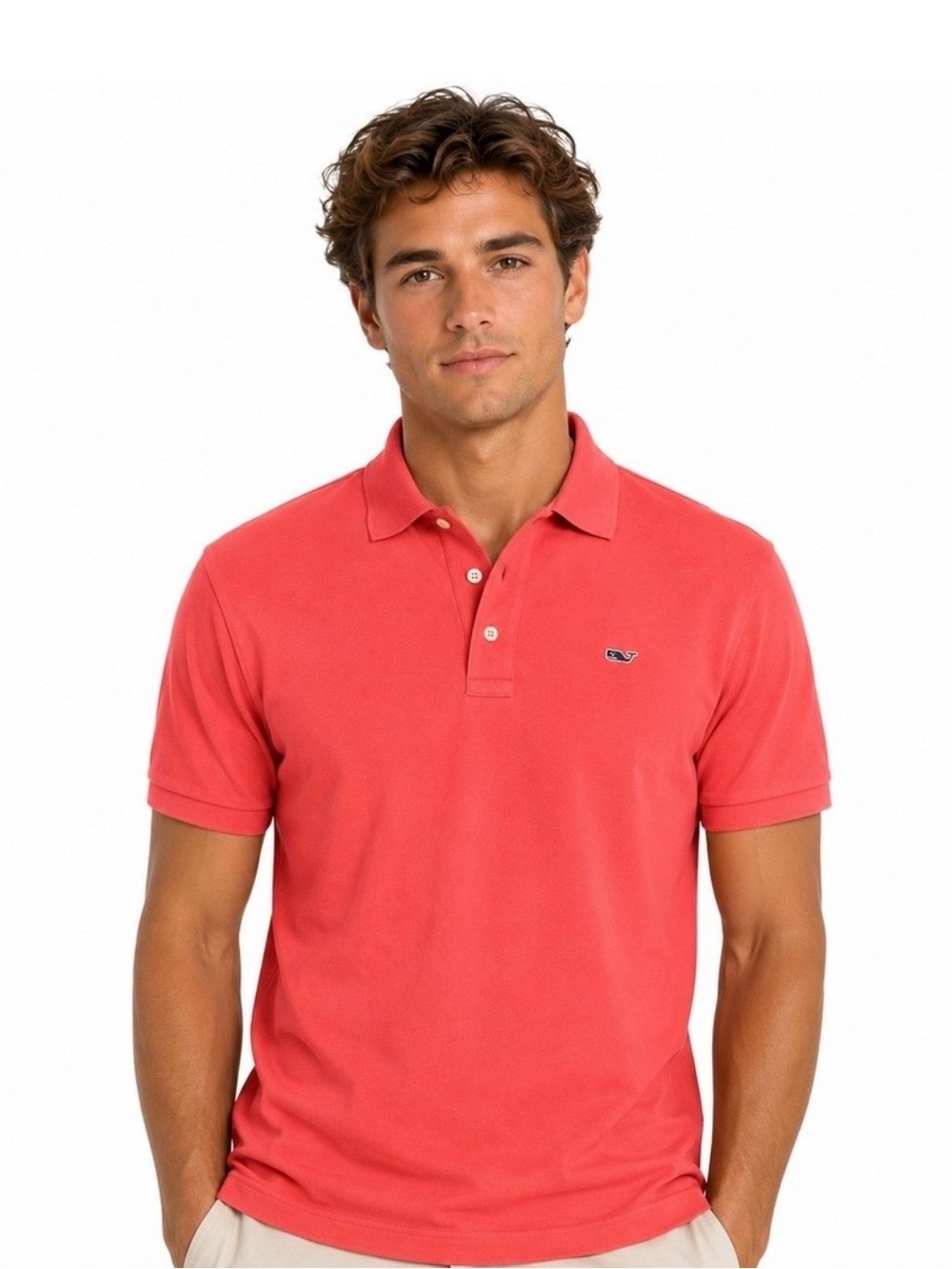 Vineyard Vines Classic Fit Pique Polo Shirt Coral Pink Men's Size Large